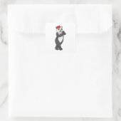 Panda met Ribbon Vierkante Sticker (Tas)