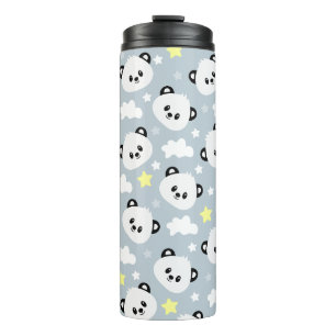Panda met sterren en wolkenpatroon thermosbeker