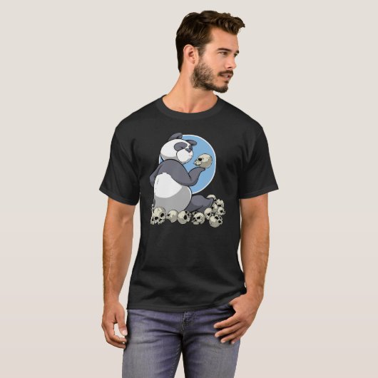Panda met T-shirt met Skulls (Voorkant volledig)