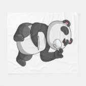 Panda met Tea Cup Fleece Deken (Voorkant (Horizontaal))