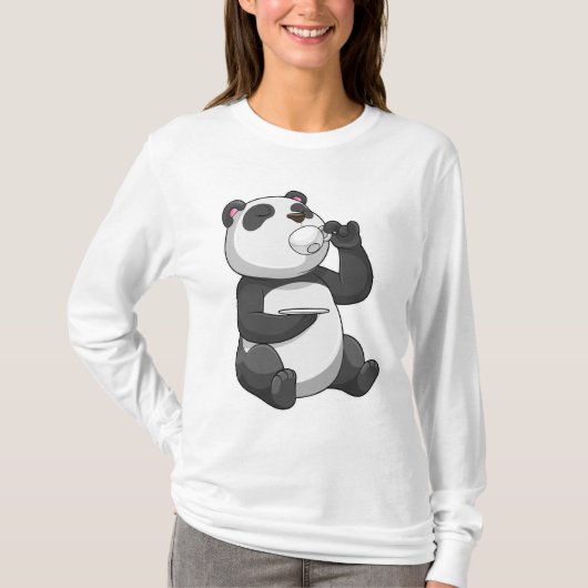 Panda met Tea Cup T-shirt (Voorkant)