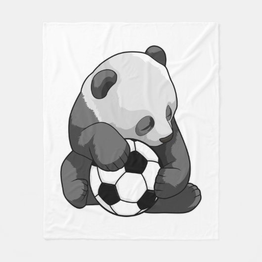 Panda met Voetbal Fleece Deken (Voorkant)