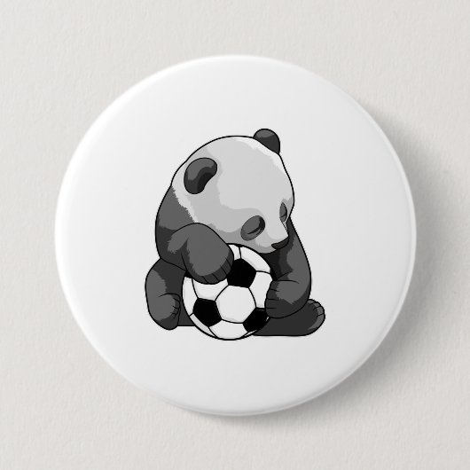 Panda met Voetbal Ronde Button 7,6 Cm (Voorkant)