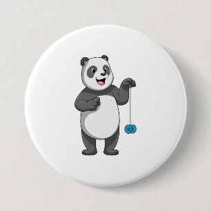 Panda met Yo-yo Ronde Button 7,6 Cm