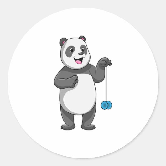 Panda met Yo-yo Ronde Sticker (Voorkant)