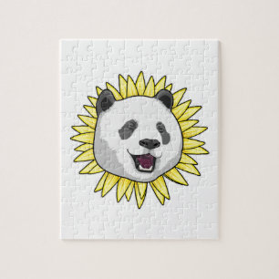 Panda met zonnebloem legpuzzel