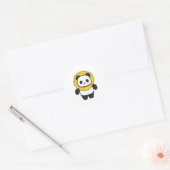 Panda met zonnebloem ronde sticker (Envelop)