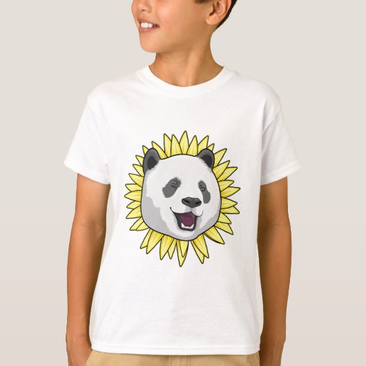 Panda met zonnebloem t-shirt (Voorkant)