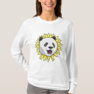 Panda met zonnebloem t-shirt