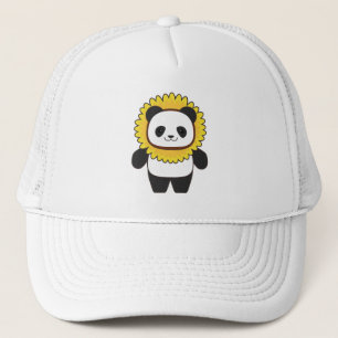 Panda met zonnebloem trucker pet
