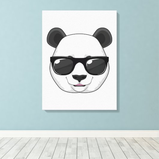 Panda met zonnebril canvas afdruk (Insitu (Houten vloer))
