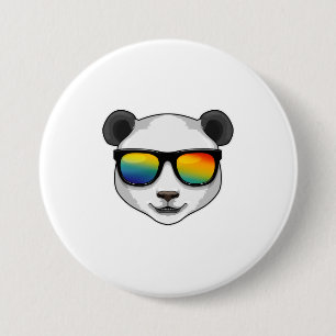 Panda met zonnebril ronde button 7,6 cm
