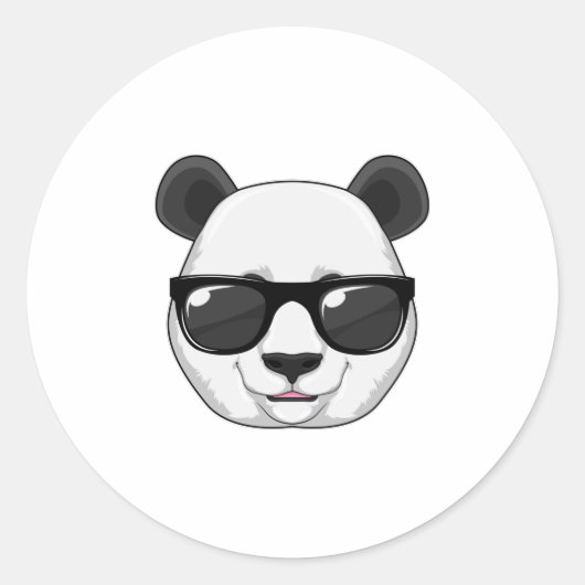 Panda met zonnebril ronde sticker (Voorkant)