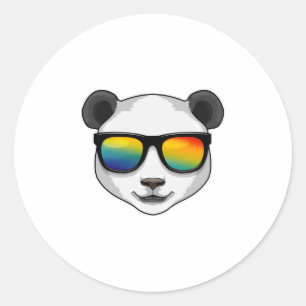 Panda met zonnebril ronde sticker