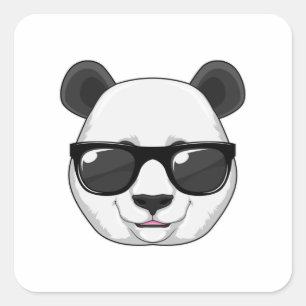 Panda met zonnebril vierkante sticker