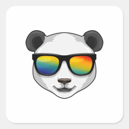 Panda met zonnebril vierkante sticker (Voorkant)