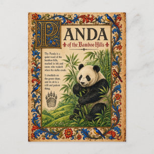 Panda, middeleeuwse bestiariumkunst briefkaart