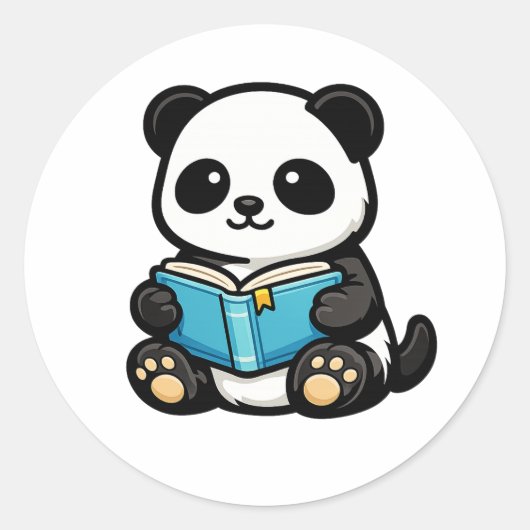 Panda Mignon de Lecture Autocollant Kawaii (Devant)