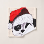 panda mignon et drôle à Noël (Gant de toilette)