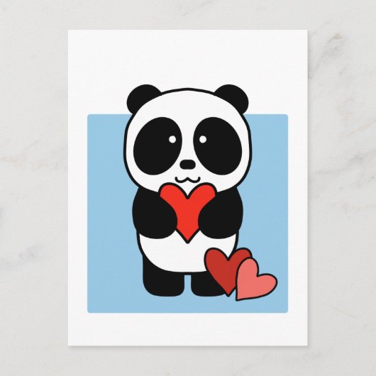 Panda mignonne avec coeur - Carte postale 1000Pand (Devant)