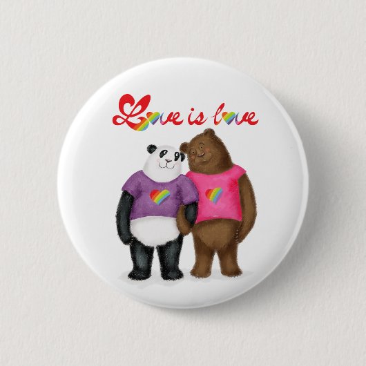 Panda mignonne et brun de l'ours badge "L'amour es (Devant)