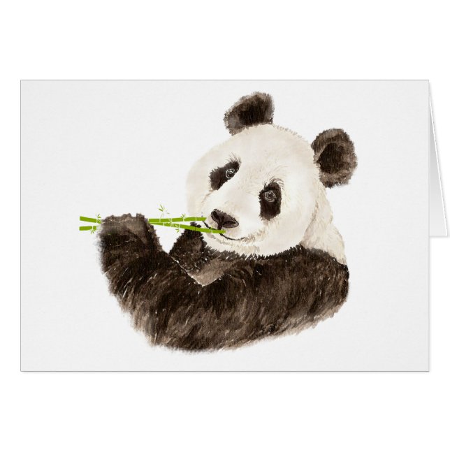 Panda mignonne, Ours asiatique, Aquarelle (Devant horizontal)