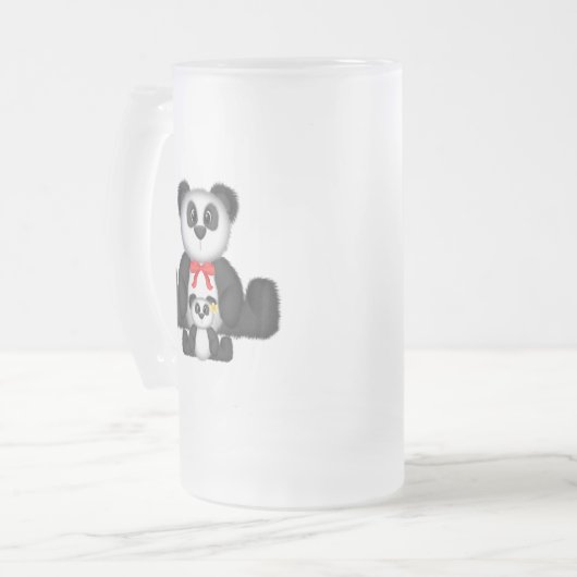 Panda Moeder en Baby Matglas Bierpul (Voorkant links)
