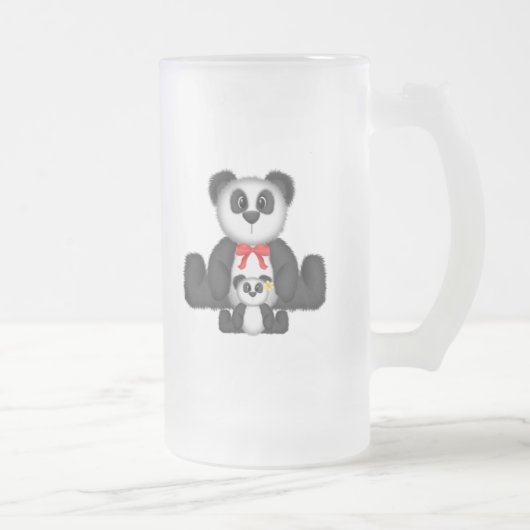 Panda Moeder en Baby Matglas Bierpul (Rechts)