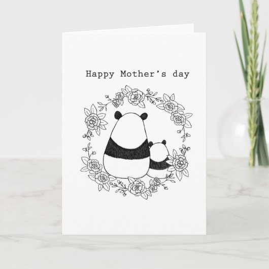 Panda moederdag schattige panda moeder monocratisc kaart (Voorkant)