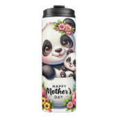 Panda Mom: welp, bloemen, Moederdag Thermosbeker (Voorkant)