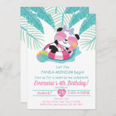 Panda-monium fête d'anniversaire Invitation Panda  (Devant / Derrière)