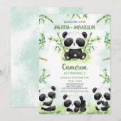 Panda-monium Panda Birthday Invitation (Devant / Derrière)