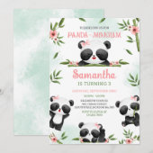 Panda-monium Panda Birthday Invitation (Devant / Derrière)