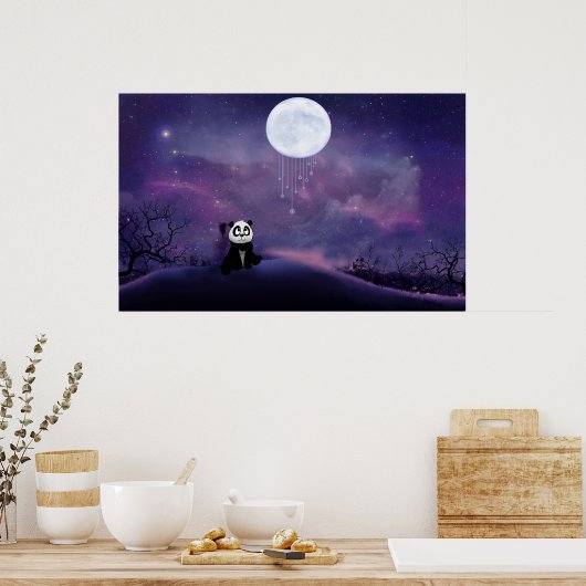 Panda Moon Poster (Keuken)