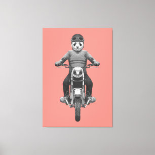 Panda Motorcyle Rider Canvas Afdruk