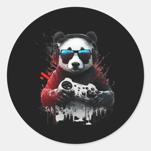 Panda Muziek DJ Controller Gaming Panda Ronde Sticker (Voorkant)