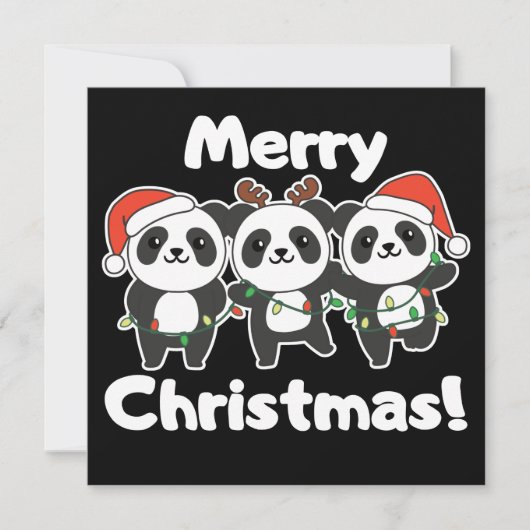 Panda Noël Animaux Pandas Joyeux Noël Invitation (Devant)