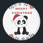 Panda Noël Neige Animaux d'hiver Pandas Magnet<br><div class="desc">Le panda à Noël avec des lumières de fées. Animaux amusants avec des cadeaux et de la neige pour les vacances. Aussi drôle pour noël en juillet. Les pandas sont des animaux mignons et parfaits pour Noël.</div>
