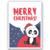 Panda Noël Neige Animaux d'hiver Pandas Sticker (Recto)