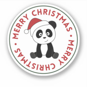 Panda Noël Neige Animaux d'hiver Pandas Sticker