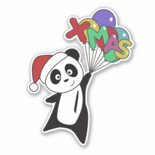 Panda Noël Neige Animaux d'hiver Pandas Sticker