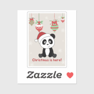 Panda Noël Neige Animaux d'hiver Pandas Sticker