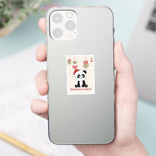 Panda Noël Neige Animaux d'hiver Pandas Sticker (Téléphone)