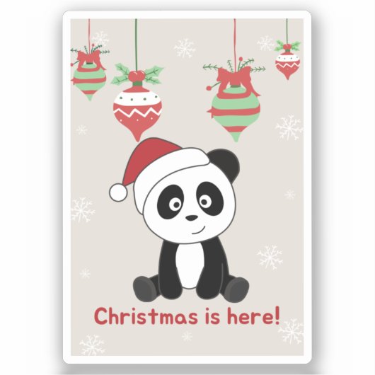 Panda Noël Neige Animaux d'hiver Pandas Sticker (Recto)