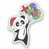 Panda Noël Neige Animaux d'hiver Pandas Sticker (Recto)