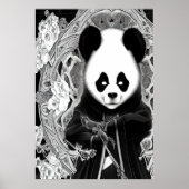 Panda noir et blanc Anime | AI Art Poster (Devant)