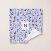 Panda noir et blanc mignon Monogramme | Violet (Gant de toilette)