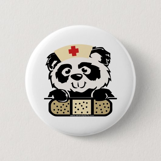 Panda Nurse Ronde Button 5,7 Cm (Voorkant)
