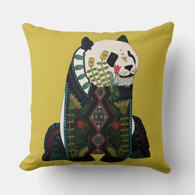 panda ochre kussen (Voorkant)