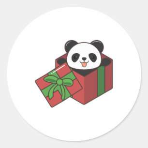 Panda op Birthday in Gift Ronde Sticker